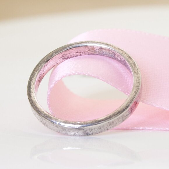 3mm Vintage Sterling Silver Flat Band Ring, Stamped 925, Sz7, Tarnish Jewelry - Picture 2 of 9